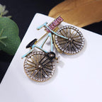 Blue Pink Cycle Gold Cubic Zirconia Copper Brooch For Women Bulk