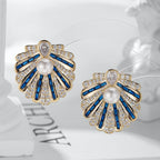 Shell Gold Silver CZ Pearl Anti Tarnish Copper Stud Earrings Bulk