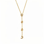 Minimal Star Moon Gold Plated CZ Anti Tarnish Copper Necklace Wholesale