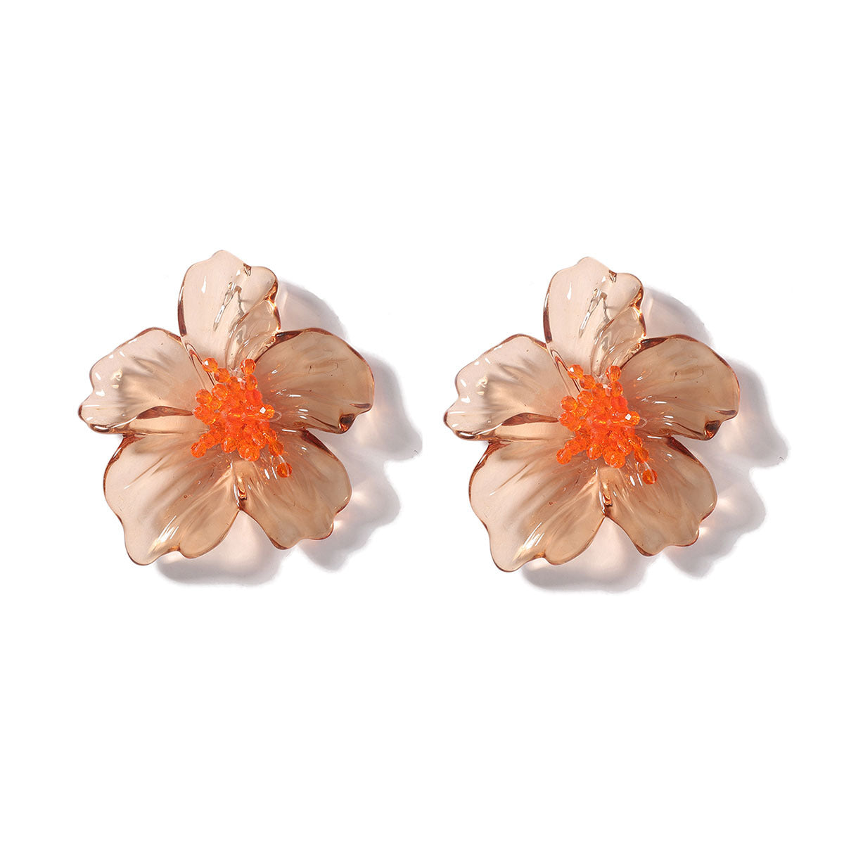 Acrylic Transparent Flower Orange Dangler Stud Earring For Women Bulk