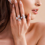 Flower Solitaire Gold Silver Anti Tarnish Dual Finger Ring Bulk