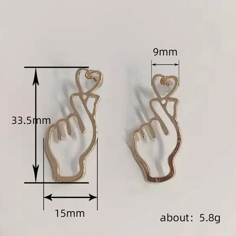 Hand Heart Black Silver 18K Gold Anti Tarnish Dangler Earring Bulk