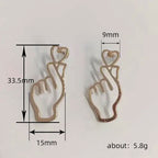 Hand Heart Black Silver 18K Gold Anti Tarnish Dangler Earring Bulk