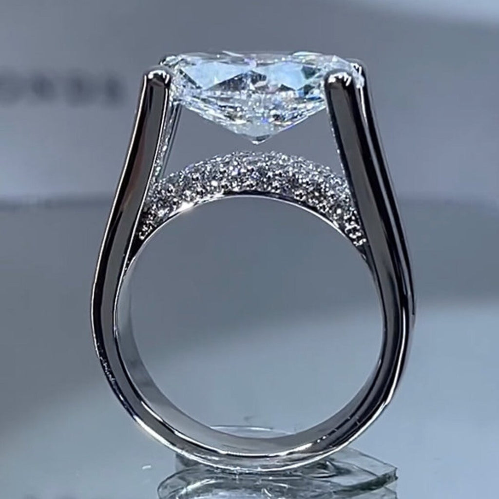 Diamond Solitaire Cubic Zirconia Silver Anti Tarnish Ring Women Bulk