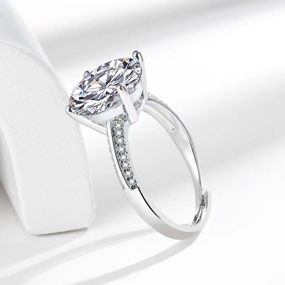 Solitaire Silver Cubic Zirconia Anti Tarnish Free Size Ring Women Bulk