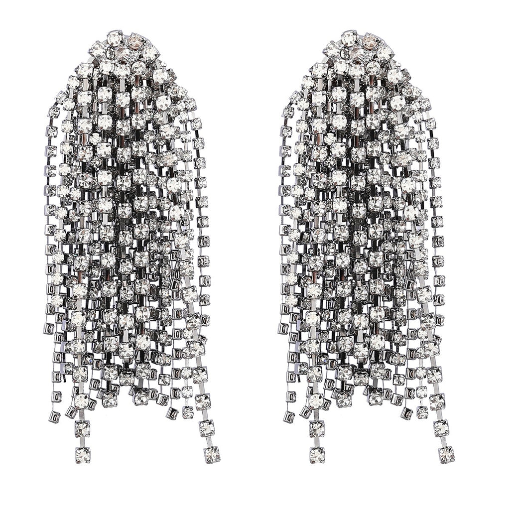 18K Gold Silver Rhinestone Dangler Chandelier Tassel Earring Bulk