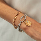 Sun Charm Dual Tone Chain Gold Silver Plated Bracelet For Women Bulk
