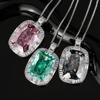 Luxury Cushion Shape Silver CZ Anti Tarnish Copper Pendant Chain Bulk