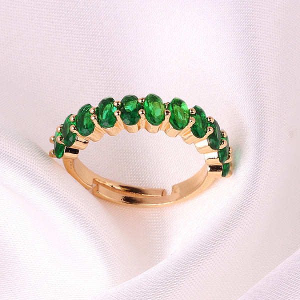 Bulk Green Red Purple Floral Gold CZ Copper Adjustable Eternity Ring Secondary image
