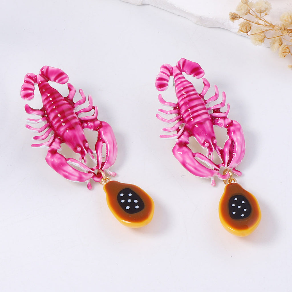 Lobster Charm Pink Acrylic Dangler Earring For Women Bulk