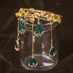 Drop Green Blue 18K Gold Anti Tarnish Charm Cuff Kada Bracelet Bulk