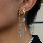 Glamorous Long FringeGold Silver Stainless Steel Dangler Earrings Bulk