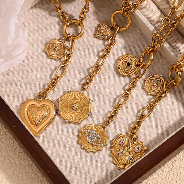 Wheel Heart 18k Gold Stainless Steel Anti Tarnish Necklace Pendant Chain For Women Secondary image