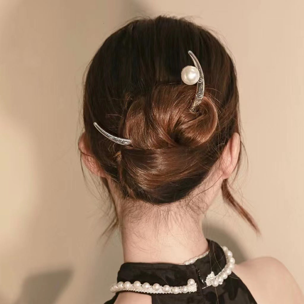 Designer Crescent Moon Gold Silver Plated Pearl Hair Accessories Bulk