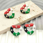 Multi Color Heart Gold Silver Plated Enamel Copper Stud Earrings Bulk
