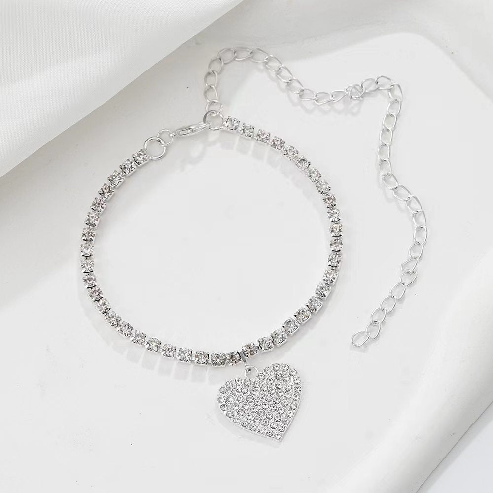 Heart Solitaire CZ 18K Gold Plated Anti Tarnish Anklet Bulk