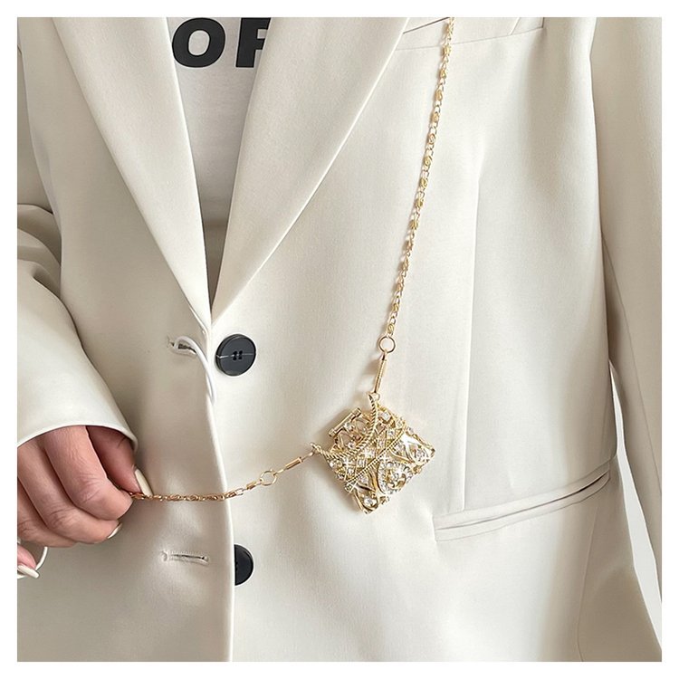 Cubic Zirconia 18K Gold Silver Banquet Shoulder Chain Small Bag Bulk