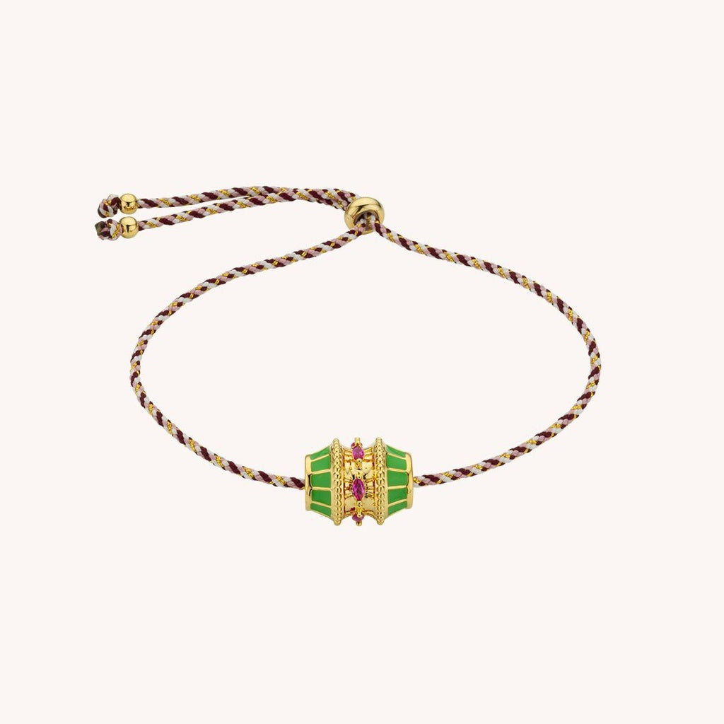 Antique Drum Gold Multi CZ Enamel Anti Tarnish Threads Bracelet Bulk