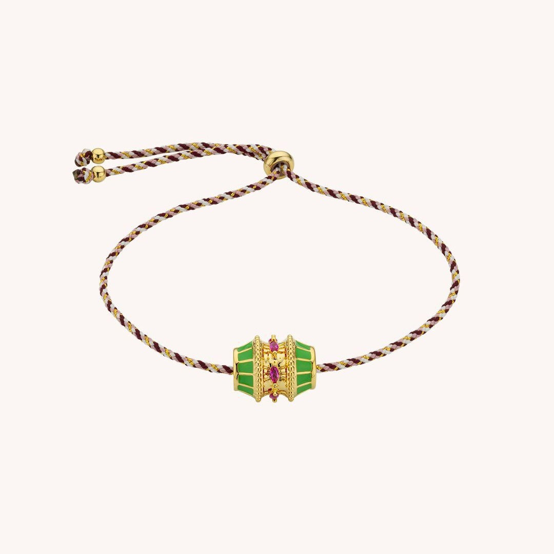 Antique Drum Gold Multi CZ Enamel Anti Tarnish Threads Bracelet Bulk
