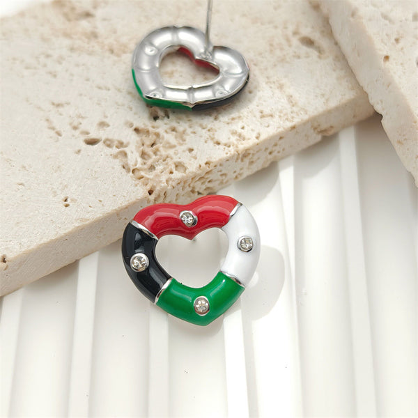 Multi Color Heart Gold Silver Plated Enamel Copper Stud Earrings Bulk Secondary image
