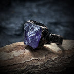 Rows Tone Black Gemstone Crystal Adjustable Ring For Women Bulk
