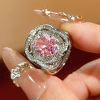 Cushion Silver Pink Purple Yellow Solitaire CZ Anti Tarnish Ring Bulk