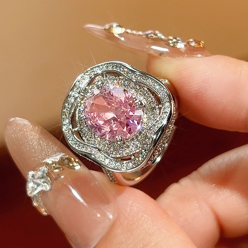 Cushion Silver Pink Purple Yellow Solitaire CZ Anti Tarnish Ring Bulk