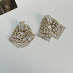 Sparkling Diamond Zircon Baguette Gold CZ Layer Dangler Earring Bulk