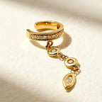 Elegant Dangling Gold CZ Stainless Steel Single Ear Cuff Earrings Bulk
