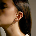 Gold Abstract Geometric Interlocking Ear Cuff Earrings For Women Bulk