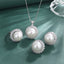 White Silver Pearl CZ Anti Tarnish Necklace Earring Set Bulk