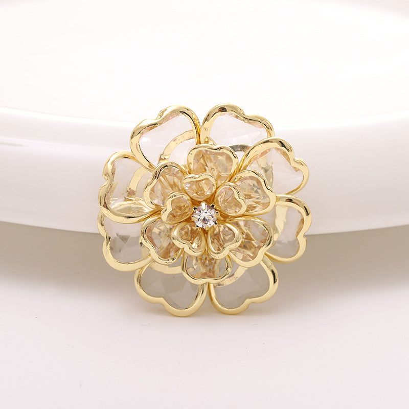 Bulk Multi Color Designer Flower Style Gold Crystal Brass Button Cover