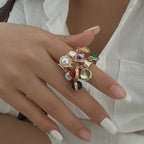 Multicolour 18K Gold Plated Free Size Charm Band Ring For Women Bulk