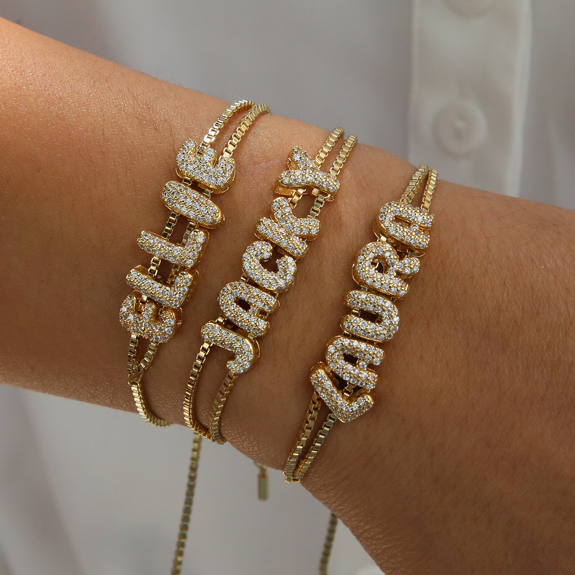 Personalized Gold-Plated Name Bracelet Custom Letter Adjustable Bracelet for Women