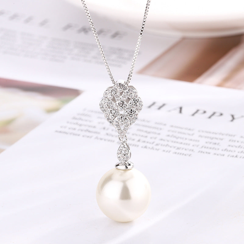 White Gray Elegant Leaf Silver CZ Pearl Copper Necklace Earring Set Bulk