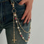 Luxury Gold Plated Multicolor CZ Pearl Cross Charm Jean Wallet Chain Bulk