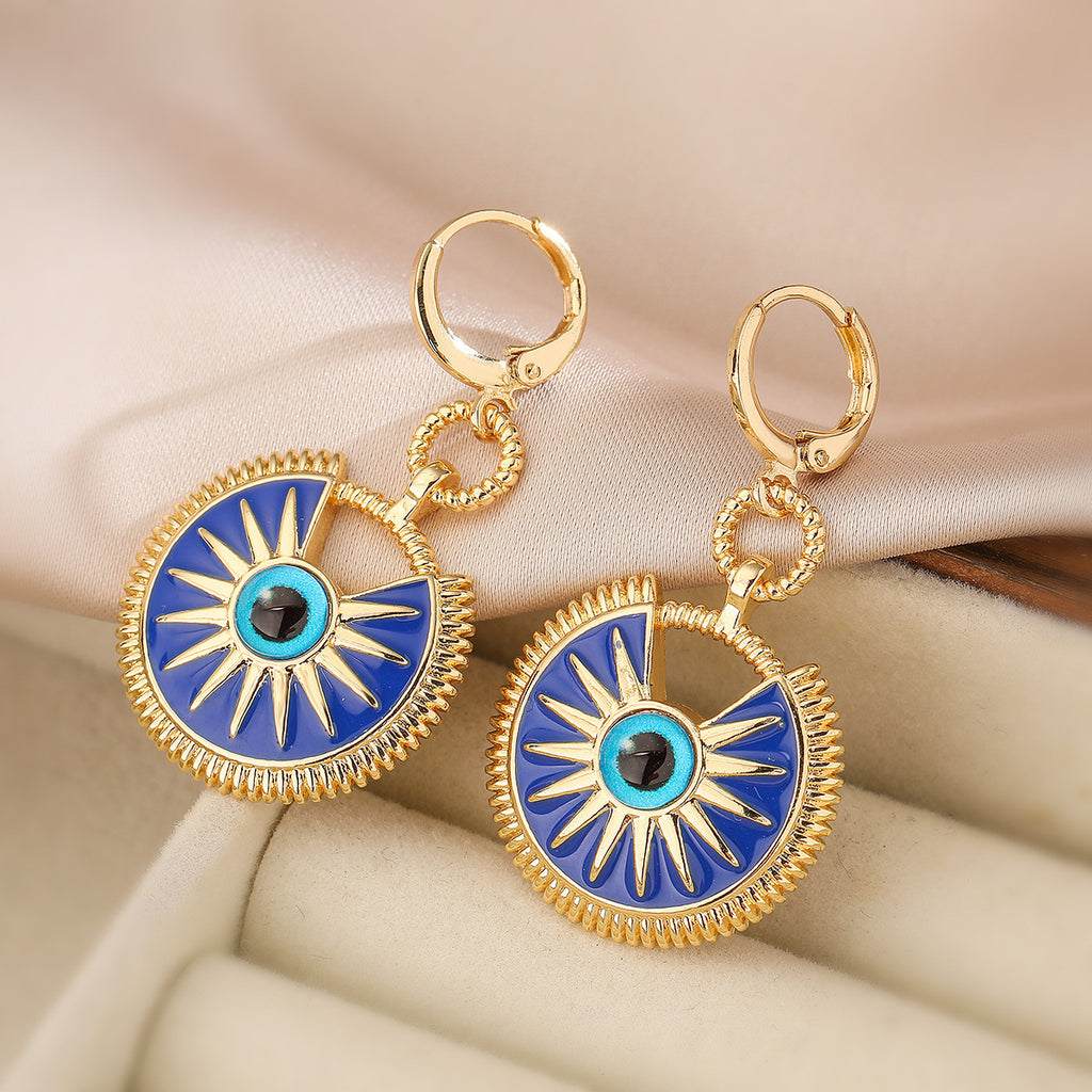 White Blue Evil Eye Gold Copper Earring Pendant Chain For Women Bulk