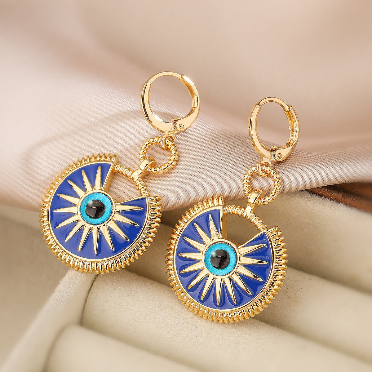 White Blue Evil Eye Gold Copper Earring Pendant Chain For Women Bulk