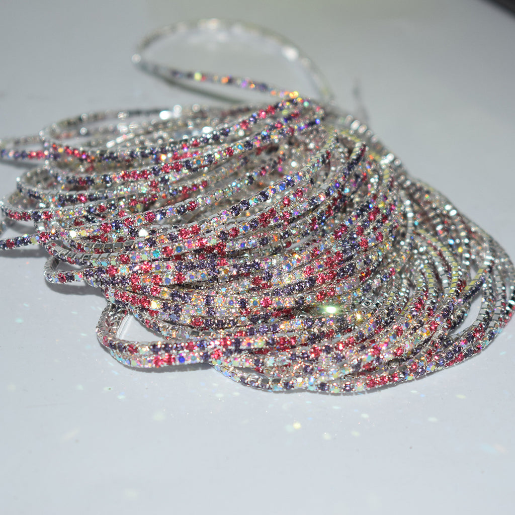 18K Gold Silver Multi Rhinestone Bracelet Bangle Adjustable Women Bulk