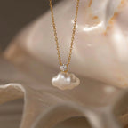 Cute White Cloud Charm Gold CZ Pearl Anti Tarnish Copper Necklace Bulk