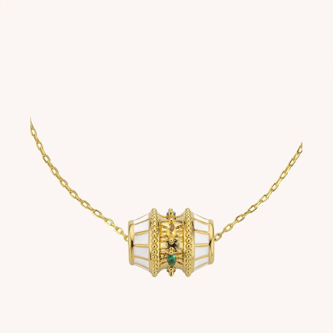 Rainbow Drum Gold Multi CZ Anti Tarnish Necklace Pendant Chain Bulk
