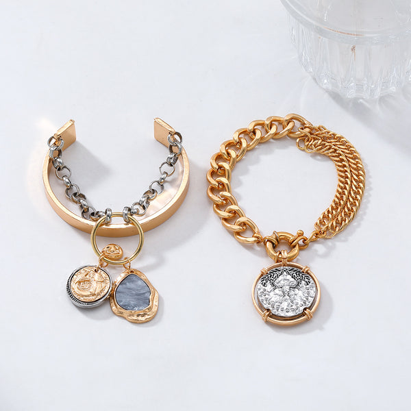 Bulk Charms Layered Chain Coin Drop Gold Silver Plain Cuff & Kada Secondary image