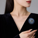 Designer Round Floral Gold Silver Plated CZ Pearl Copper Brooch Bulk