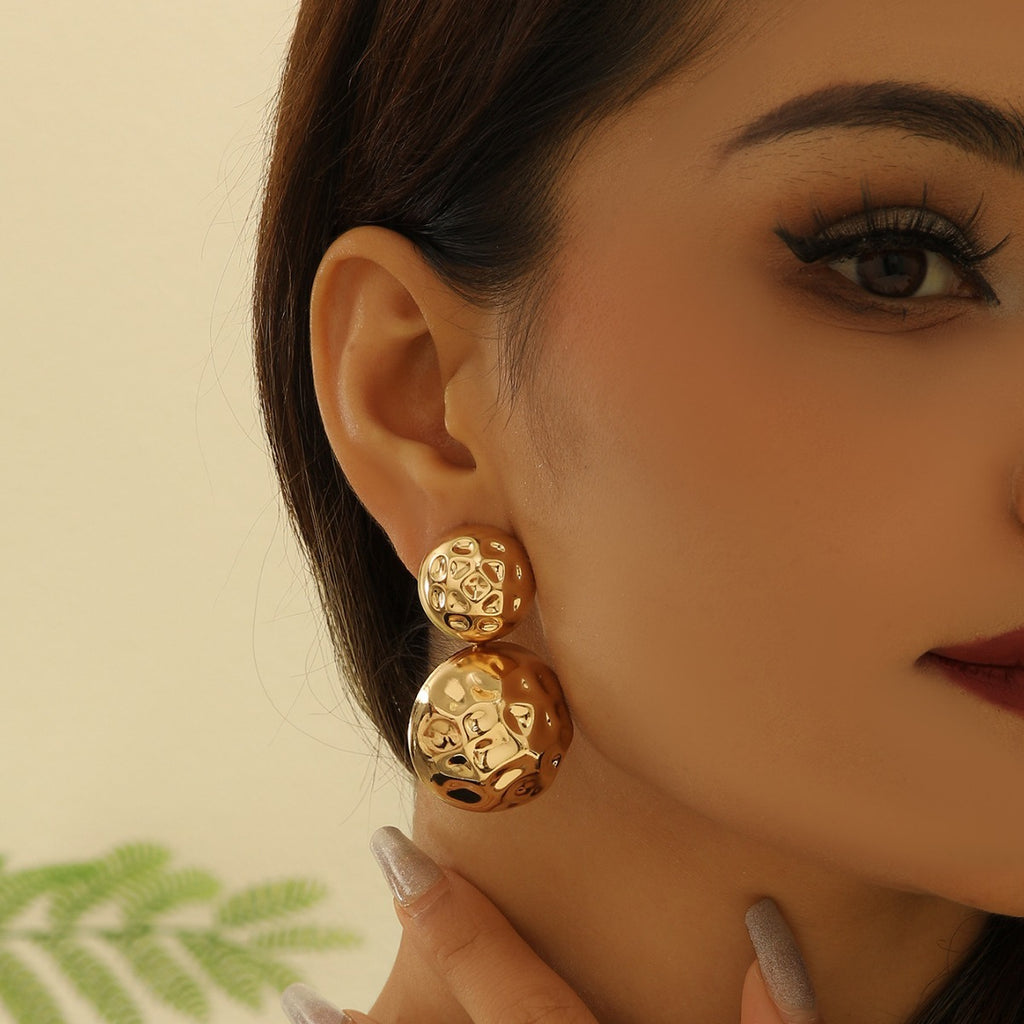 Hammered Beaten Finish 18K Gold Plated Dangler Earring Earrings Bulk