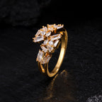 Designer Baguette & Marquise Gold Silver CZ Copper Adjustable Ring Bulk