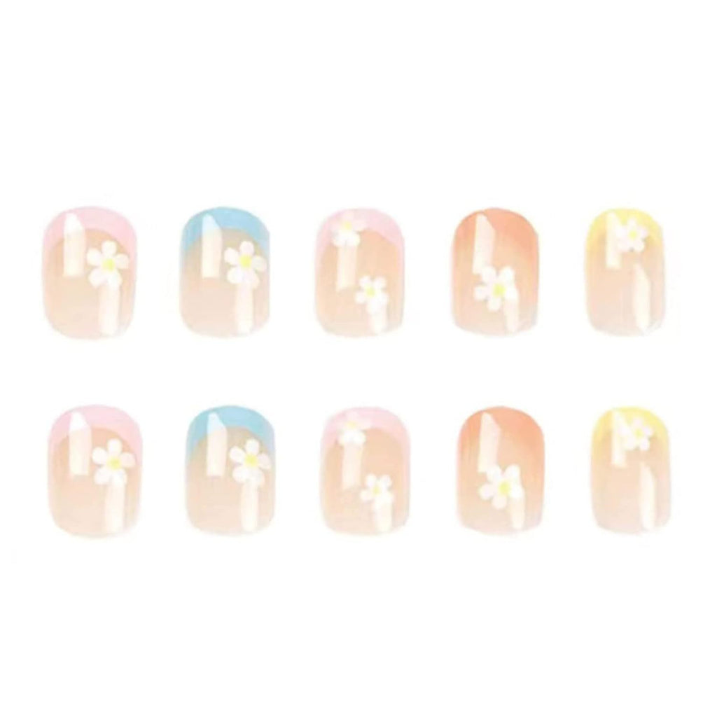 Flower Multi Pink White Finger Nail Pack Of 10 + Extra 14 Women Bulk