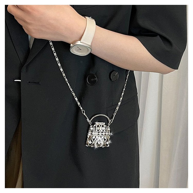 Cubic Zirconia 18K Gold Silver Banquet Shoulder Chain Small Bag Bulk