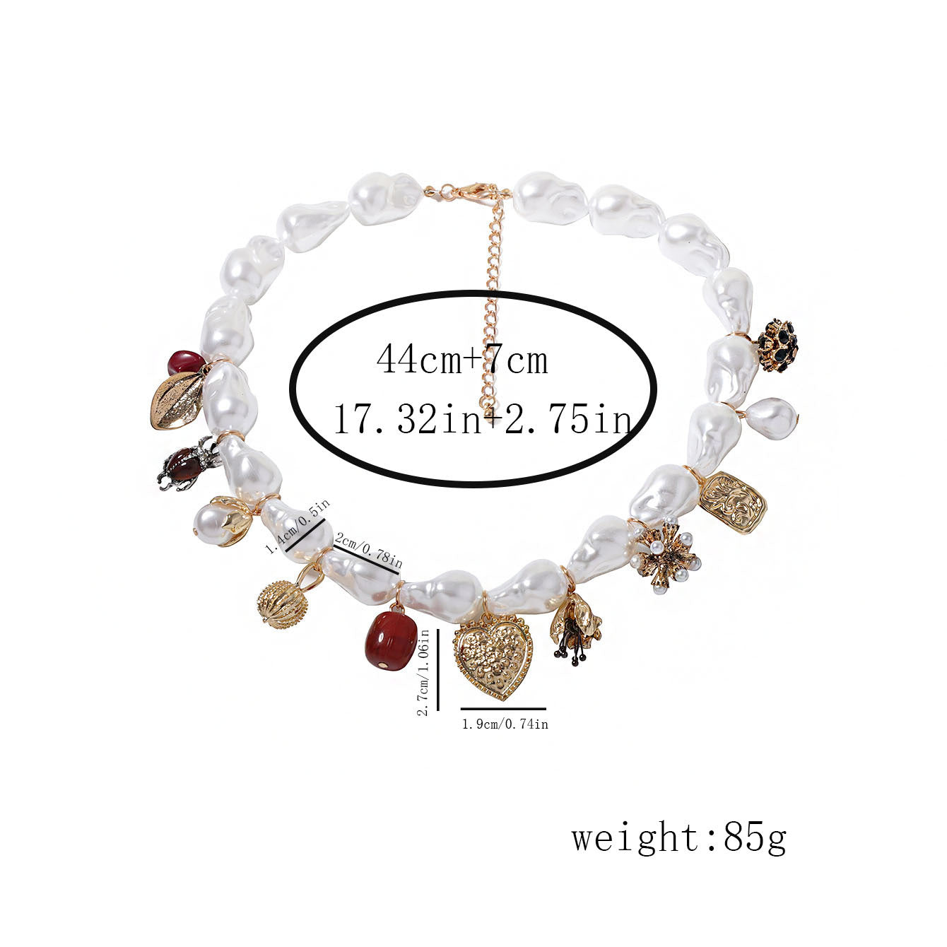 Heart Pearl White 18K Gold Plated Anti Tarnish Charm Necklace Bulk