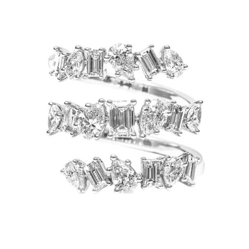 Princess Cut & Pear Shape Silver CZ Copper Adjustable Ring Wholesale