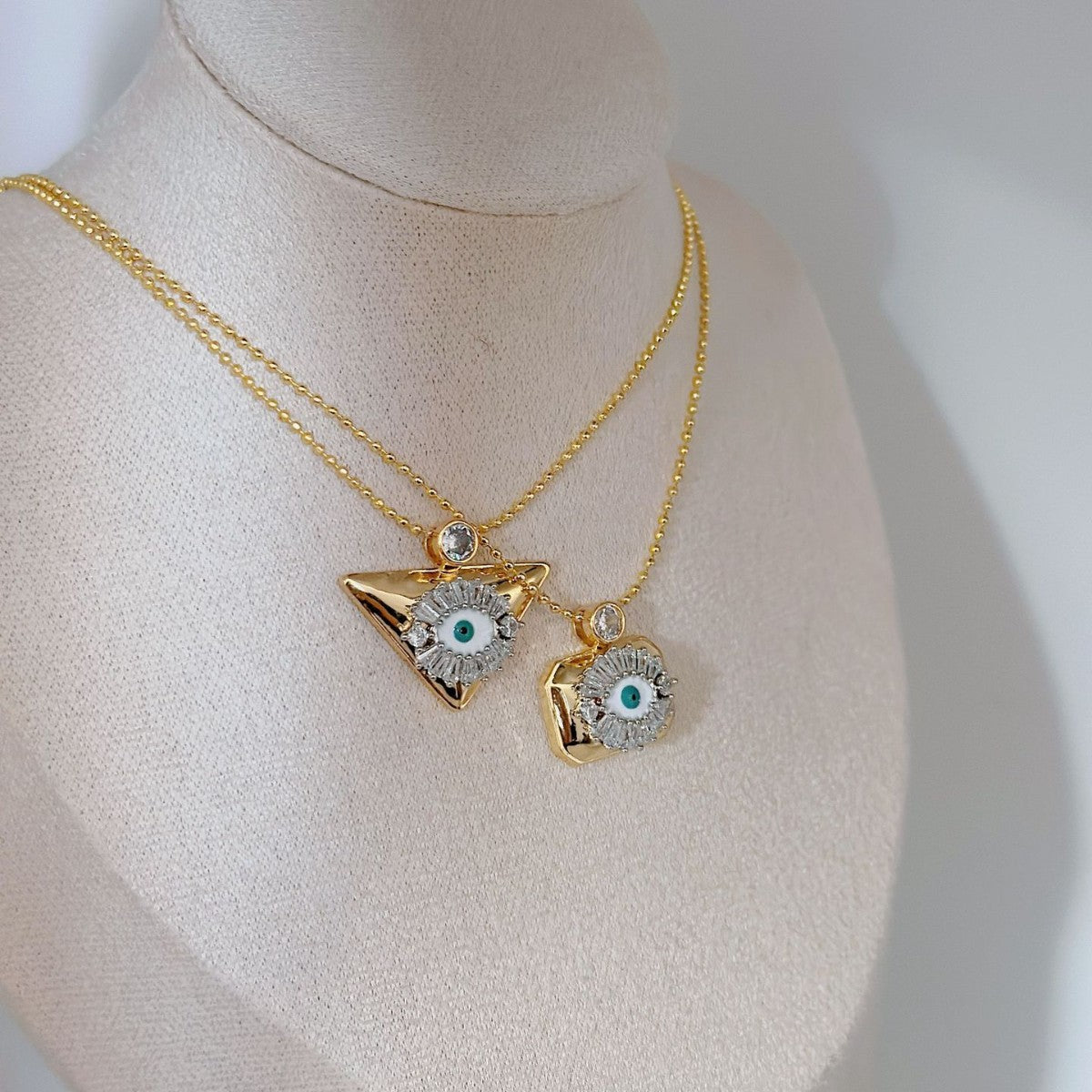 Gold Evil Eye Cubic Zirconia Copper Pendant Chain For Women Bulk Main image
